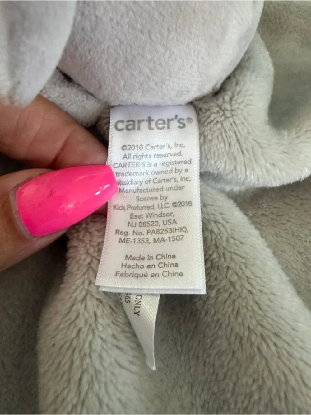 Carters Kids Preferred Elephant Plush Stuffed Animal Snuggler Lovey Gray Blanket